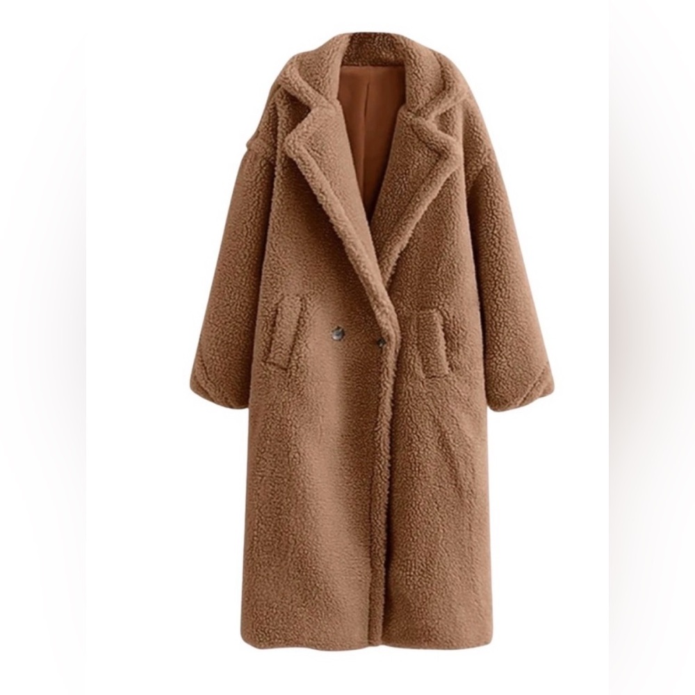 Tan teddy jacket. Small, but fits like a M/L. EUC!